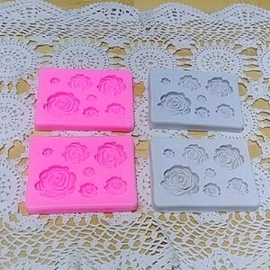 Four small silicone molds - floral, roses